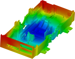 Exemple de simulation fait par Socomec sous Cadmould 3D-F Pro